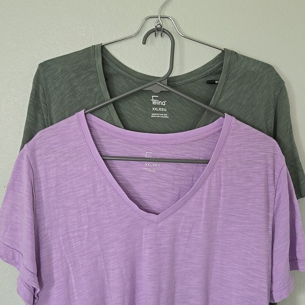 Felina | *BUNDLE* 2 Slub Knit Jersey Short Sleeve Tees Size XXL